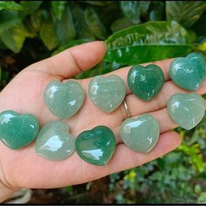 Green Aventurine Crystal Heart Carved Palm Worry Stone | Chakra Reiki Balancing